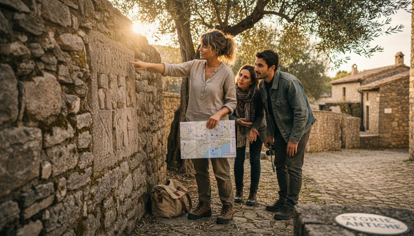 Guide explaining local history to tourists