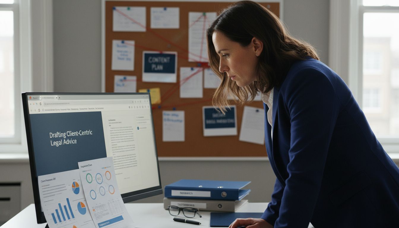 Lawyer analyzing legal content creation needs