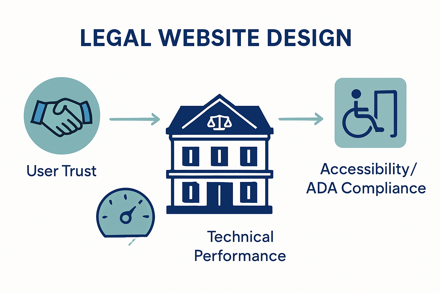 Infographic showing three key legal web design features