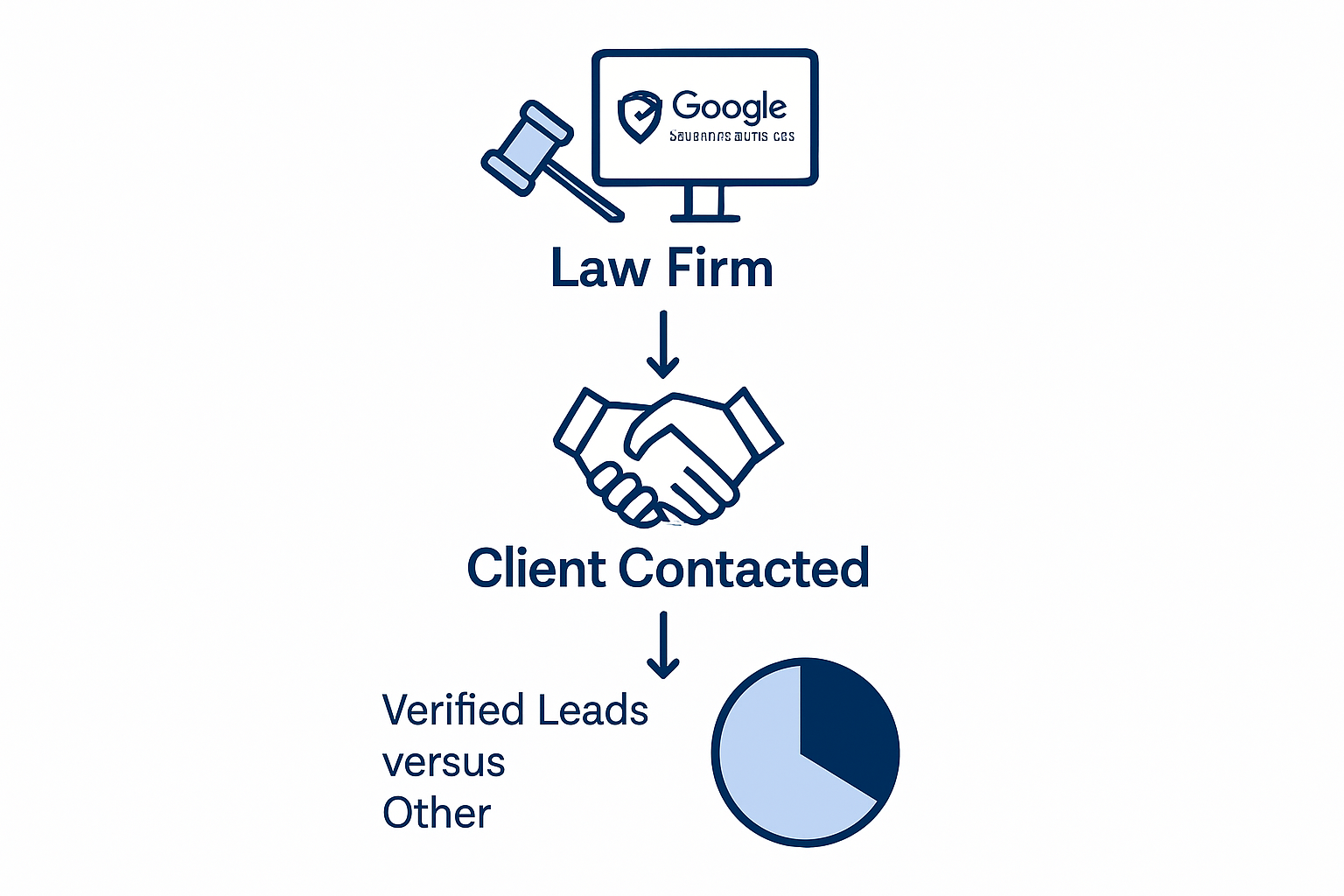 Infographic showing process from law firm to client lead