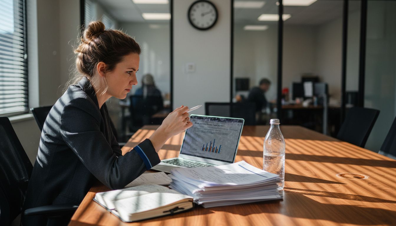 Woman reviewing fractional CMO strategy
