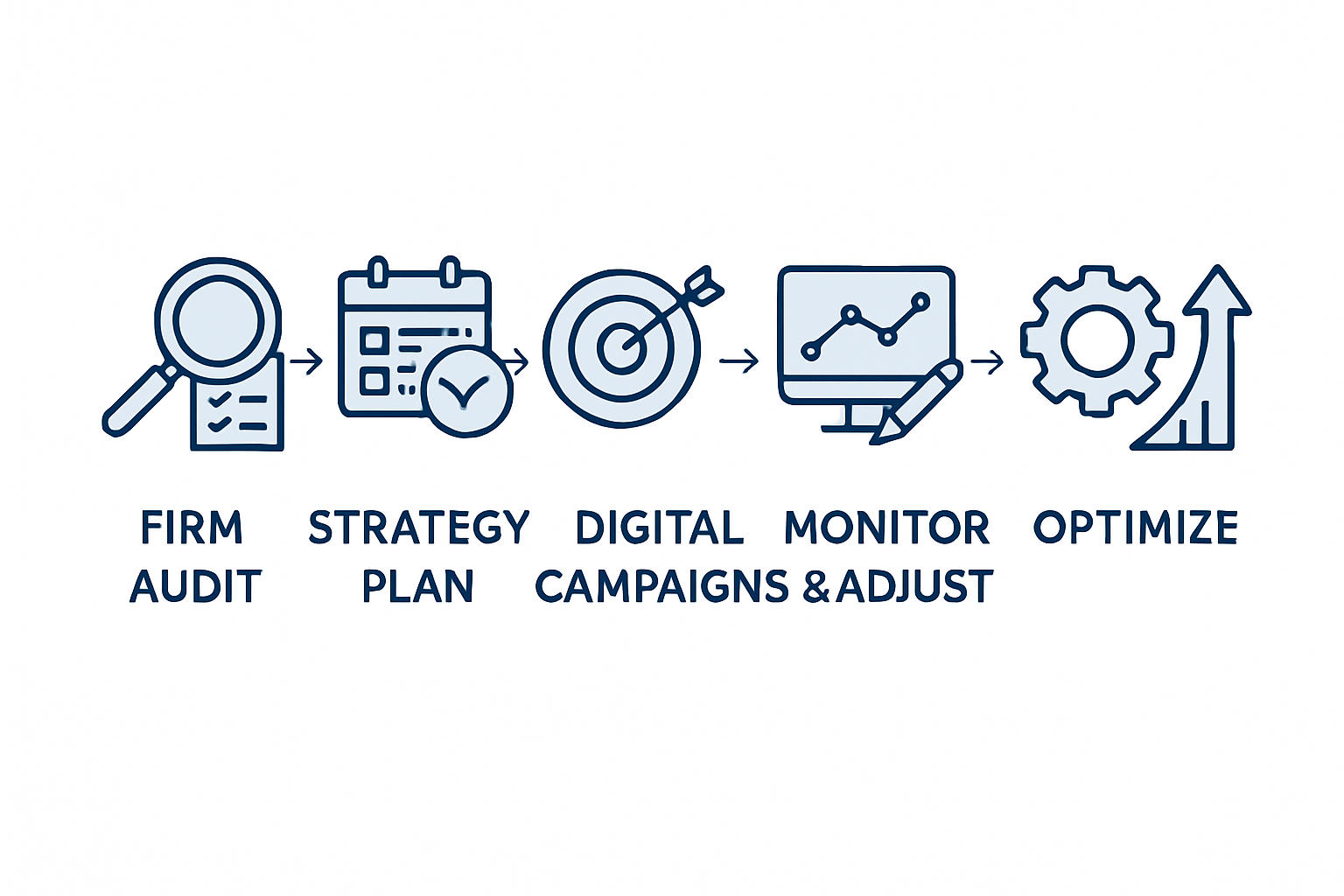 Infographic showing law firm CMO workflow steps