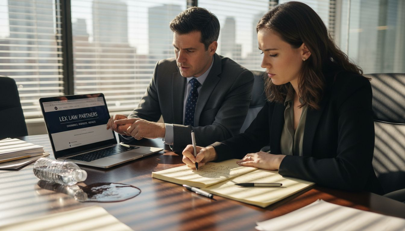 Attorneys reviewing website design details