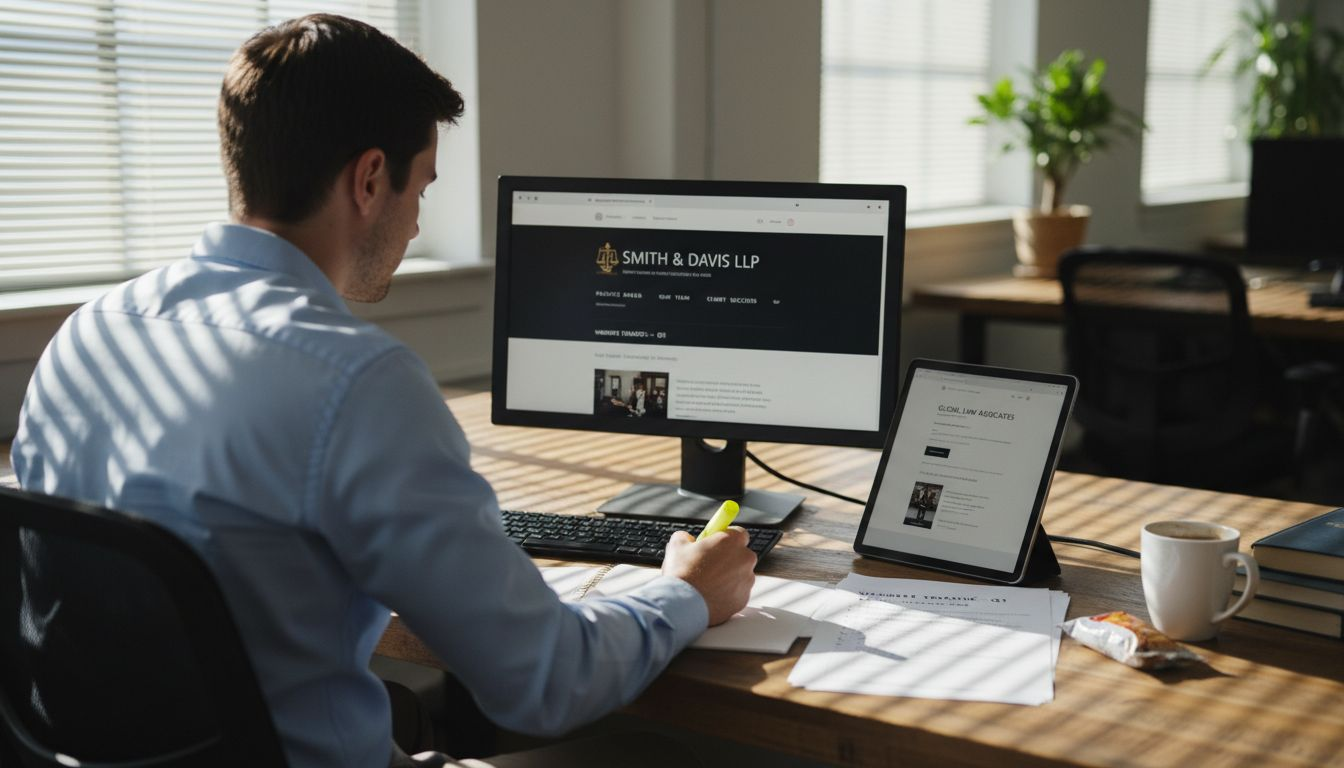 Lawyer auditing law firm website