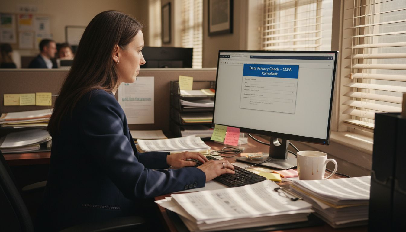 Paralegal entering data privacy compliant forms