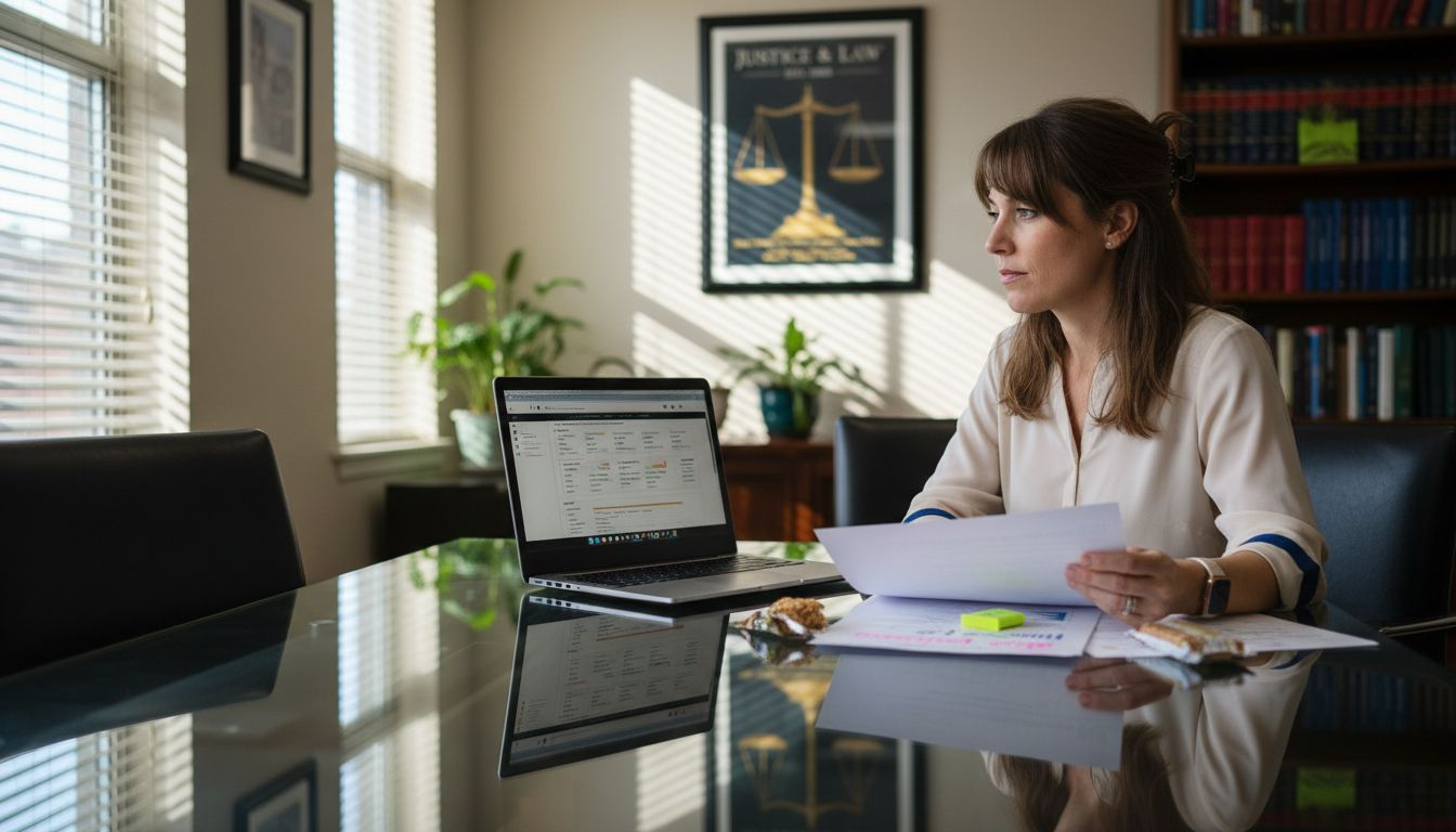 Marketer analyzing SEO data for law firm