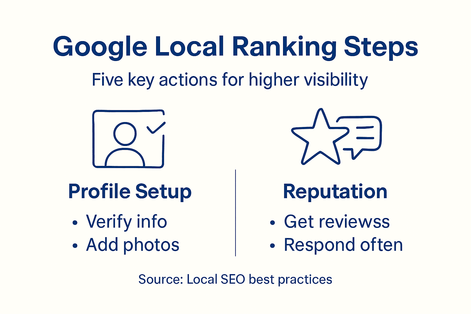 Infographic showing Google local ranking steps