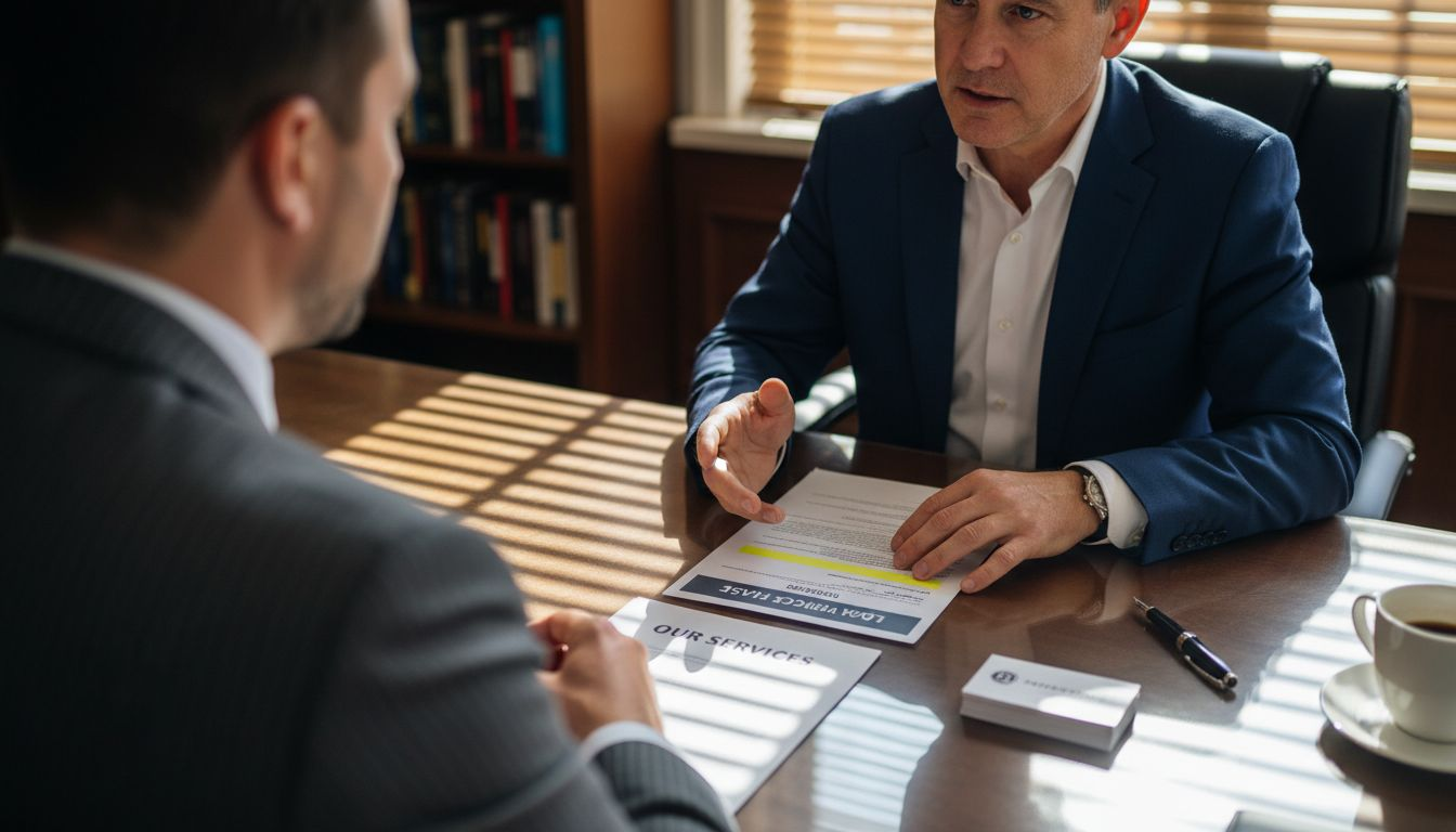 Attorney explaining services and pricing list