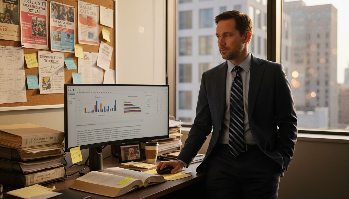 Attorney checking digital marketing analytics report