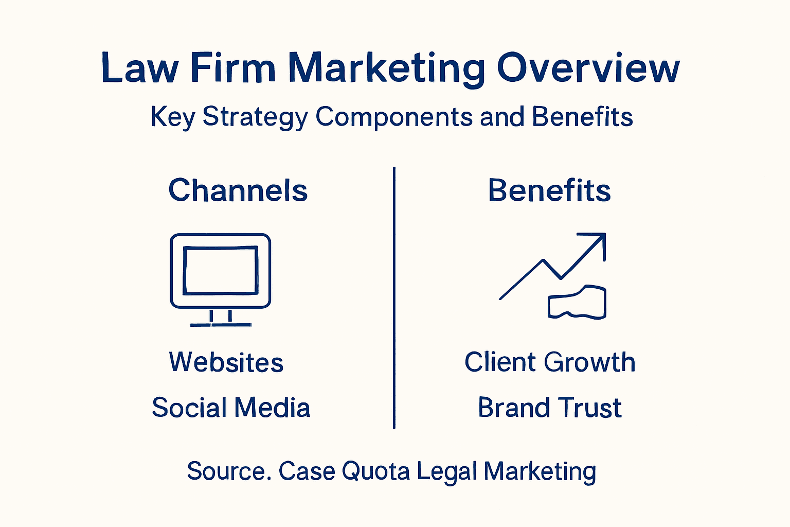 Infographic showing core law firm marketing strategies