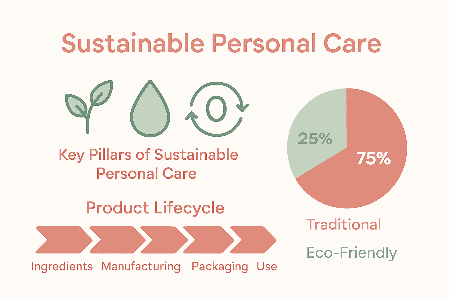 Infographic on the process and impact of sustainable personal care.