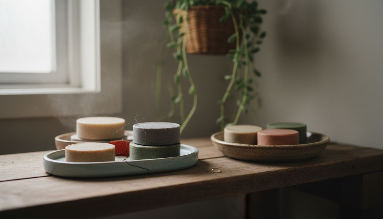 Op een plank liggen zeepjes in allerlei vormen uitgestald.