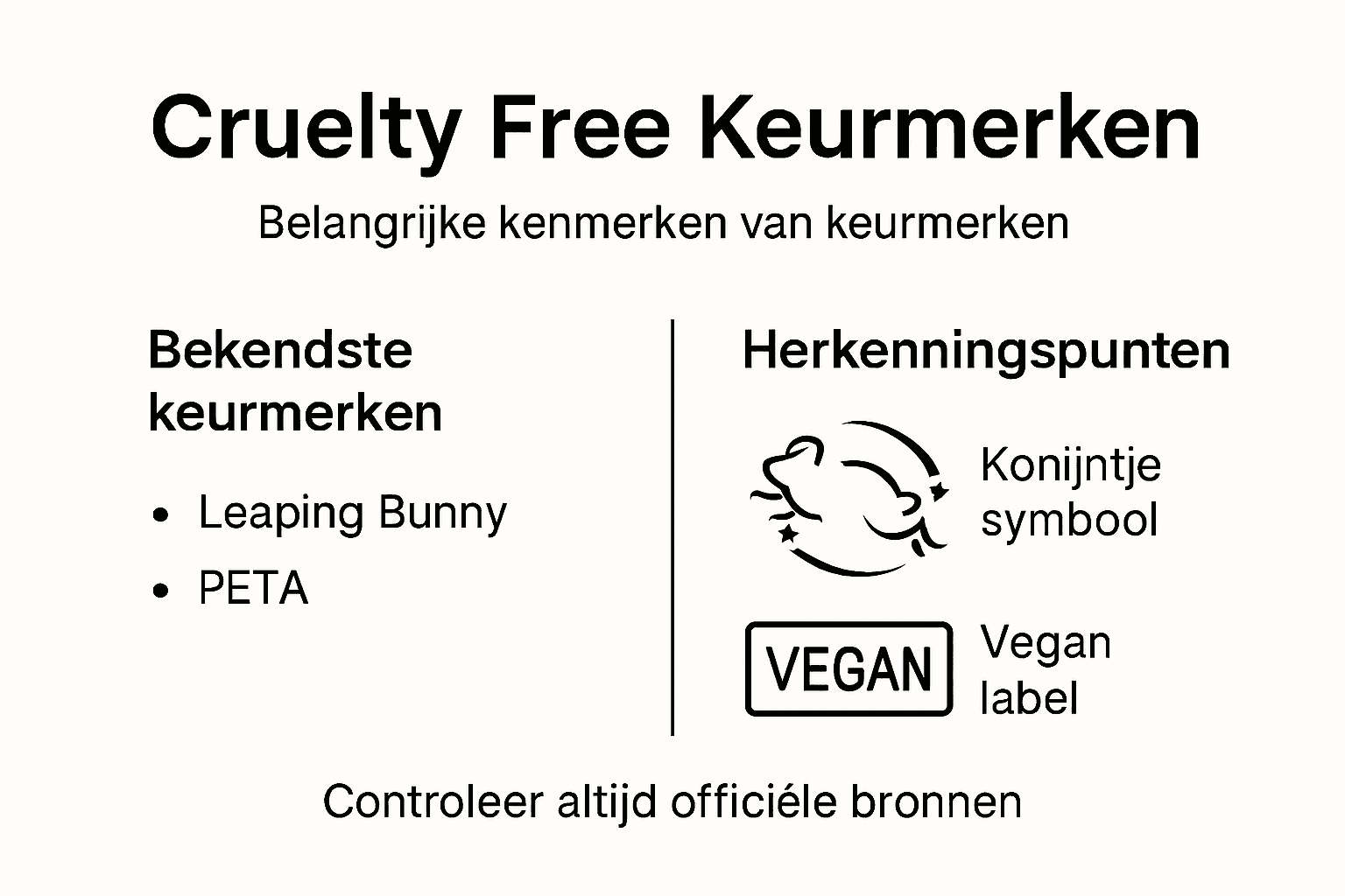 Overzichtelijke infographic met keurmerken en eigenschappen van dierproefvrije zeep