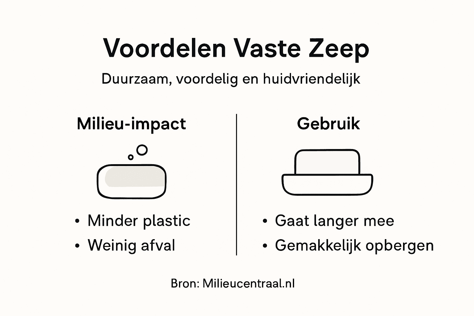 Infographic met de voordelen van het gebruik van een stuk zeep