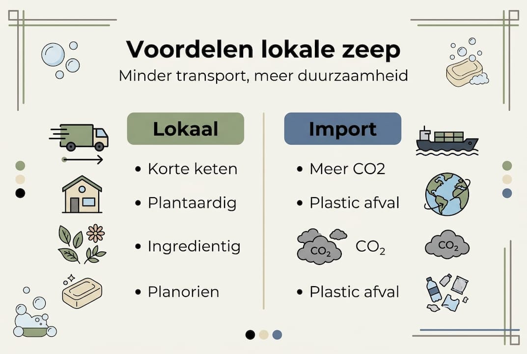 Infographic: Milieuwinst van lokale zeep ten opzichte van geïmporteerde zeep