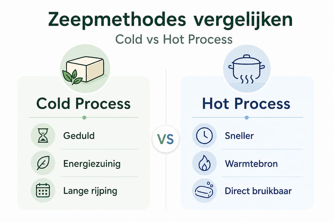Infographic: koude versus warme methoden voor zeep maken