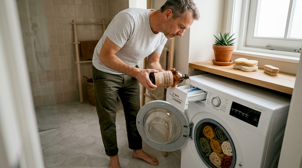 Man kiest in de badkamer voor een wasmiddel op plantaardige basis.