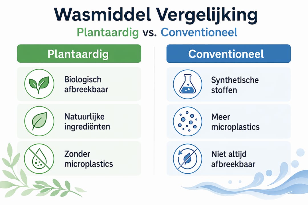 Infographic: plantaardig wasmiddel versus regulier wasmiddel – de overeenkomsten en verschillen op een rij