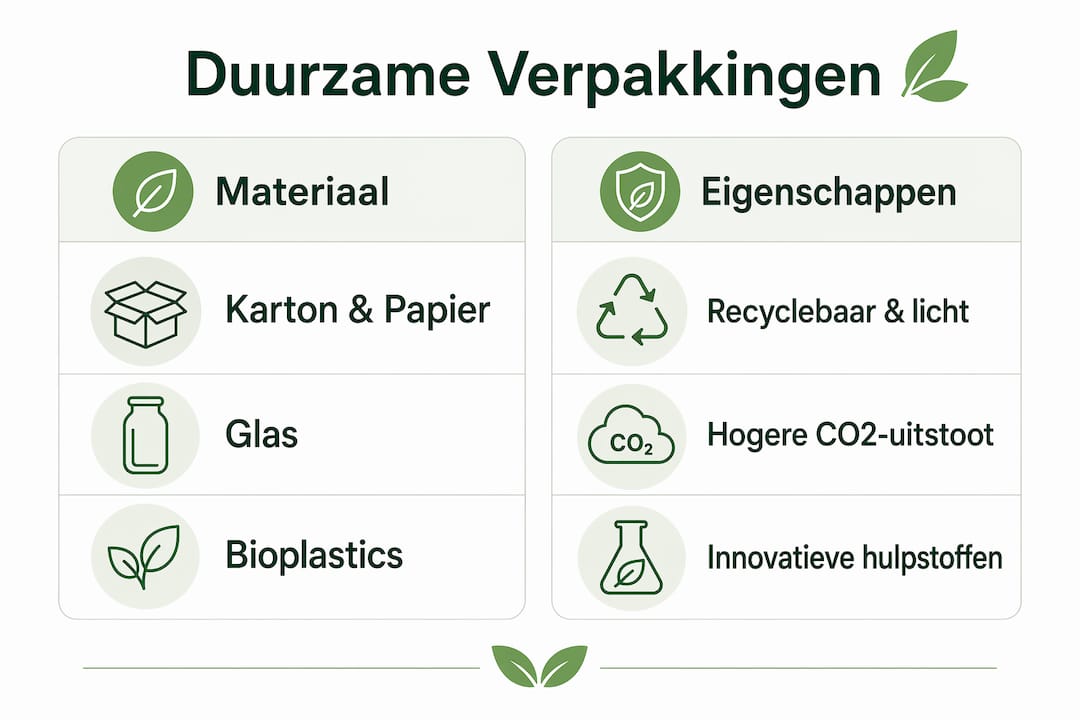 Infographic: overzicht van verschillende duurzame verpakkingen