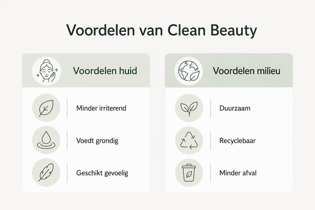 Infographic: de voordelen van 'clean beauty' voor je huid Ʃn het milieu op een rij