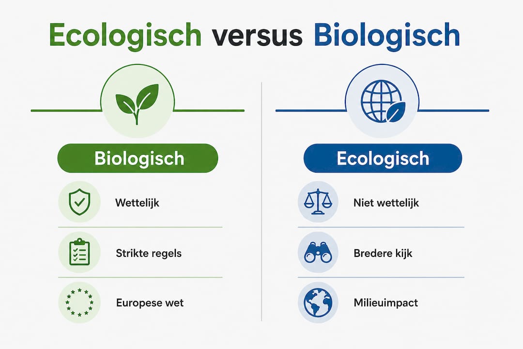 In deze infographic zetten we de verschillen tussen biologisch en ecologisch overzichtelijk op een rij.