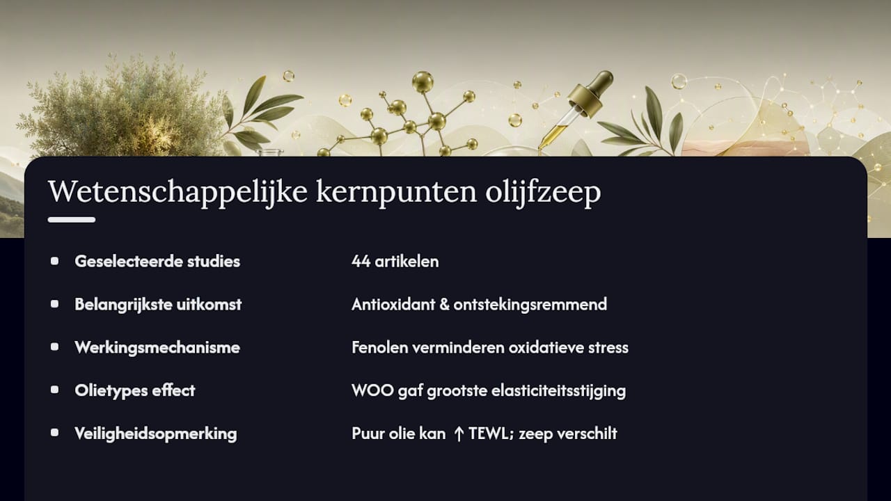 Wat zegt wetenschappelijk onderzoek over olijfzeep en je huid? ā overview diagram