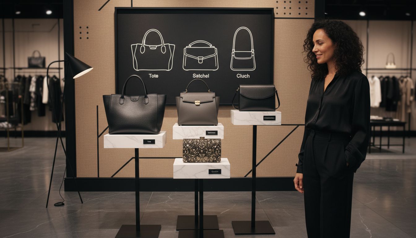 Four premium handbags showing different styles