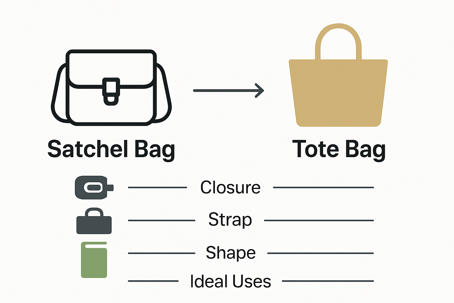 Satchel bag vs tote comparison infographic