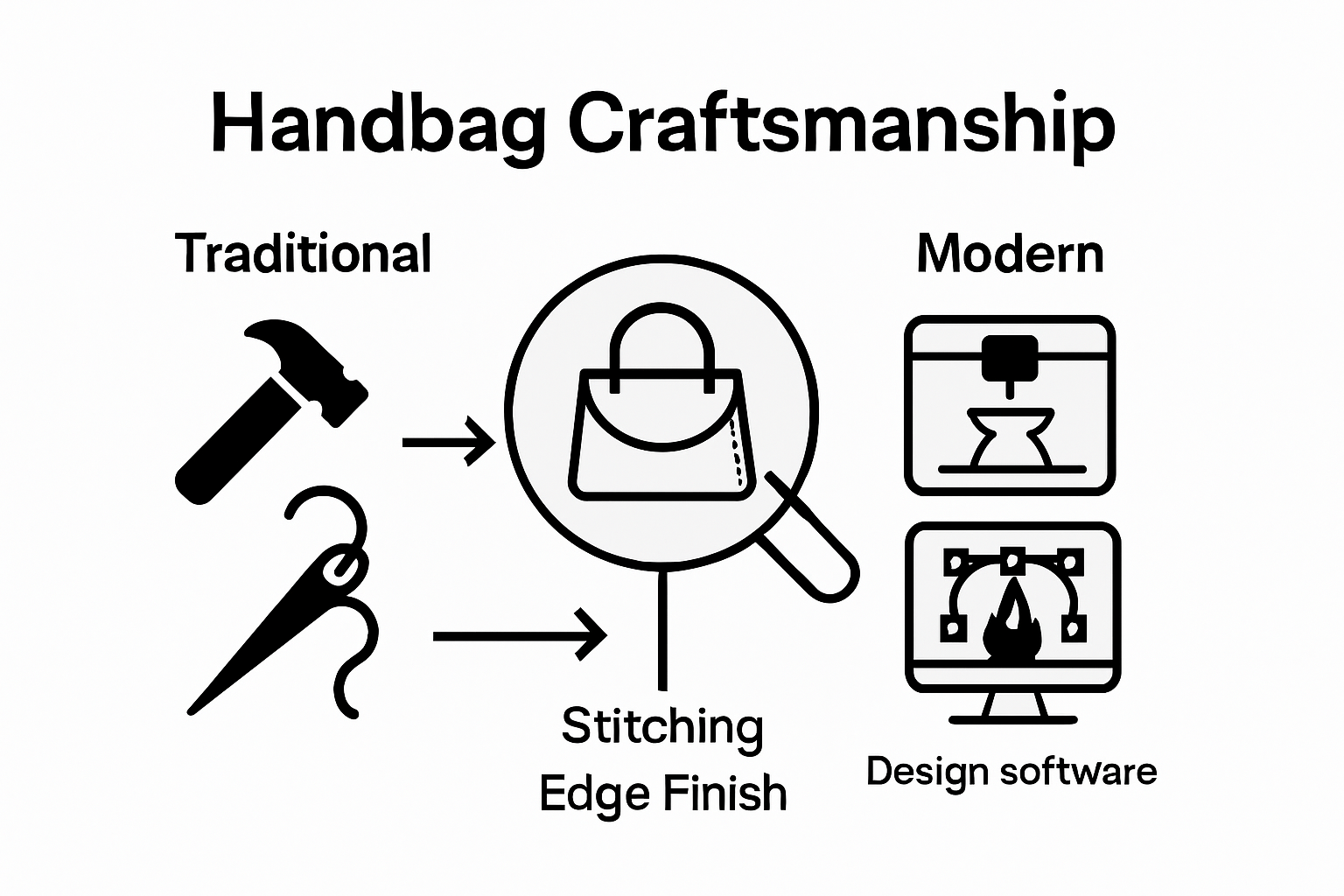 Traditional vs. modern handbag craftsmanship infographic