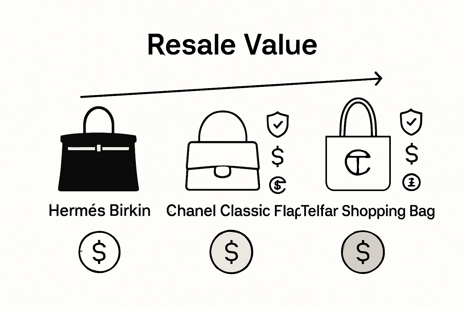 Comparison infographic of handbag resale values