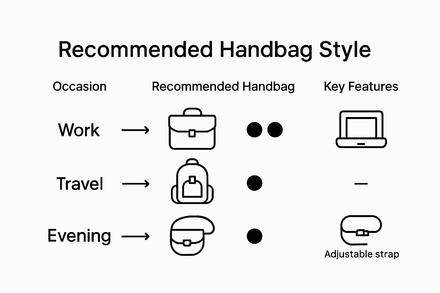 Infographic matching occasions to men’s handbag styles