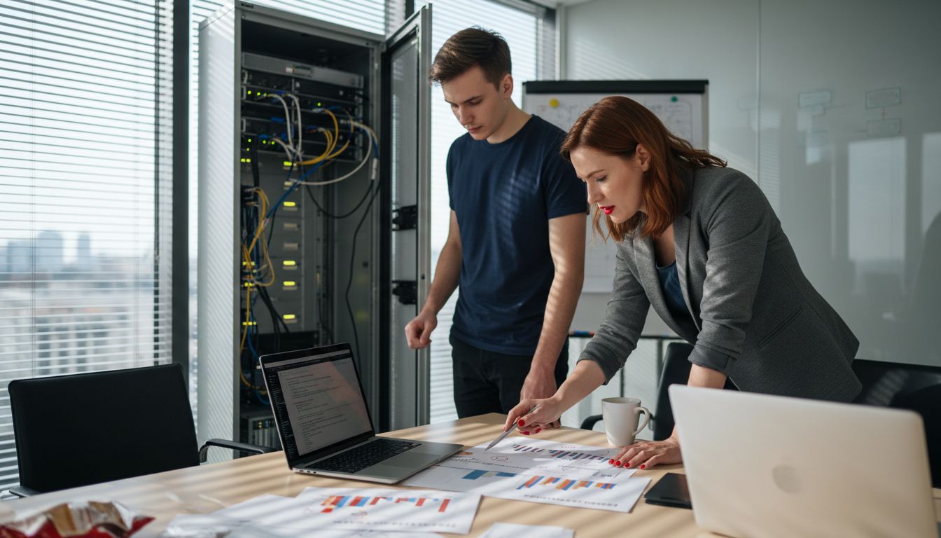 Team discussing AI integration in ERP office