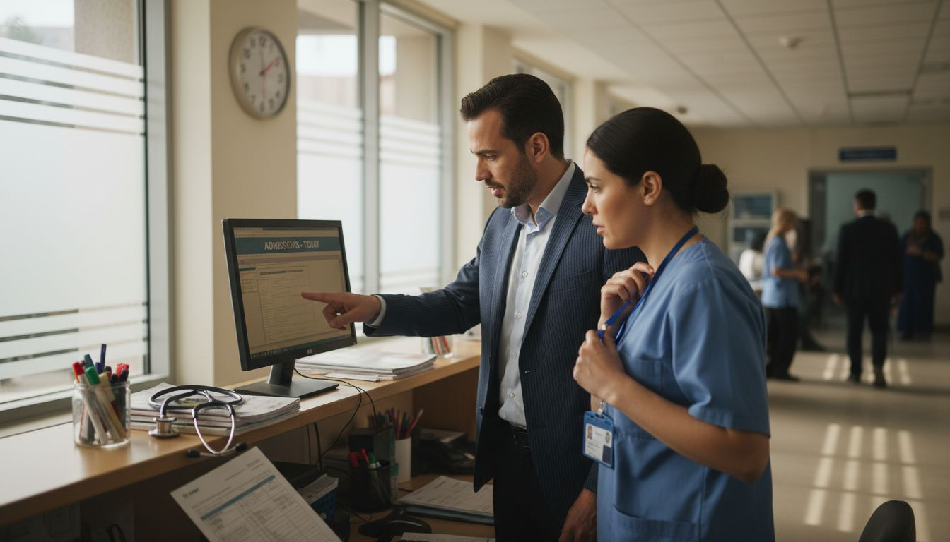 Staff reviewing digital patient admissions