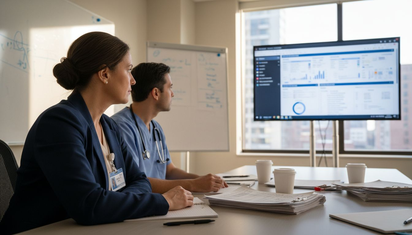 Hospital staff in digital transformation meeting