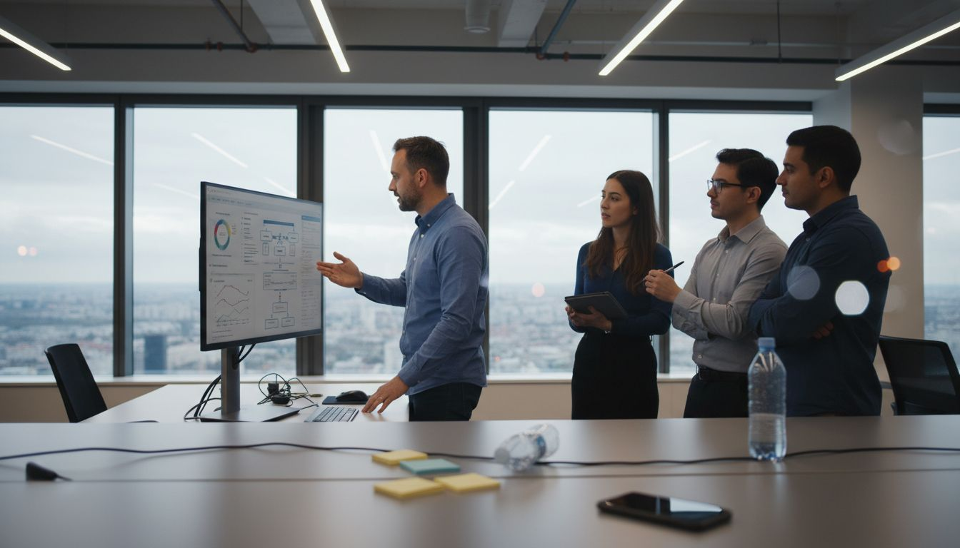IT specialist demonstrating automation dashboard