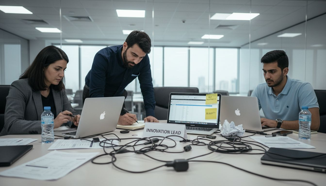Digital team collaborating in Saudi meeting room
