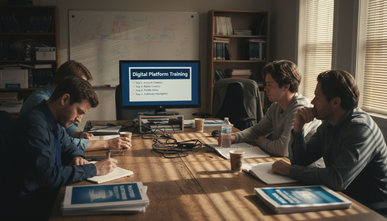 Team participates in digital onboarding session