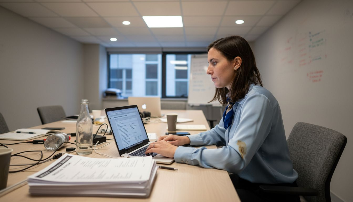 Coordinator updating notes in digital meeting