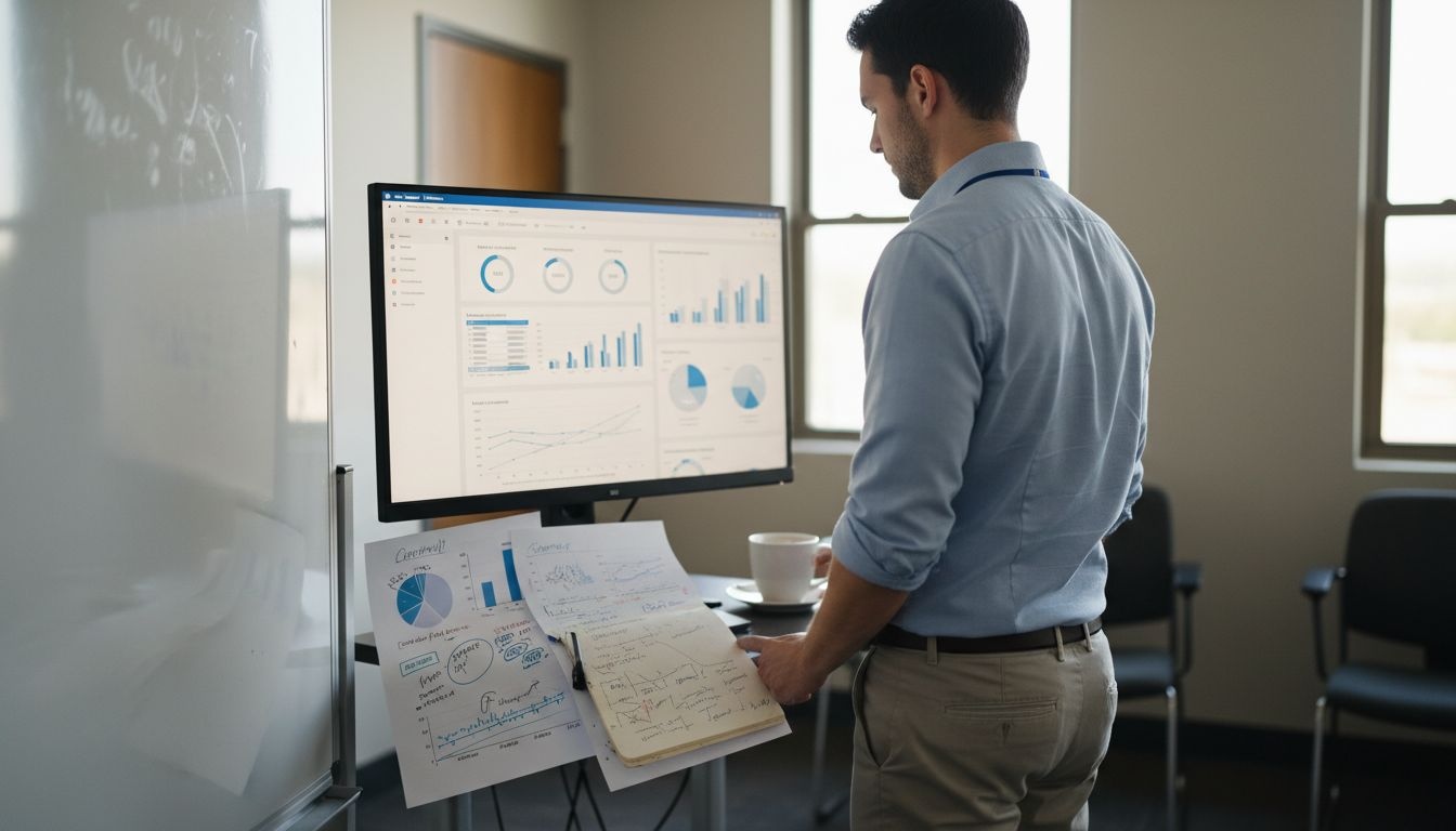 Analyst reviewing workflow effectiveness metrics