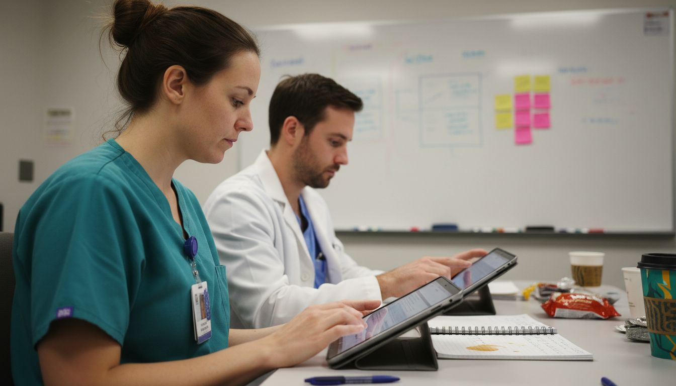 Clinicians participating in hospital digital training