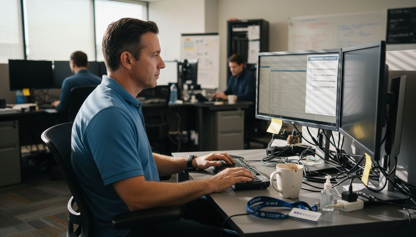 IT manager checks digital compliance list