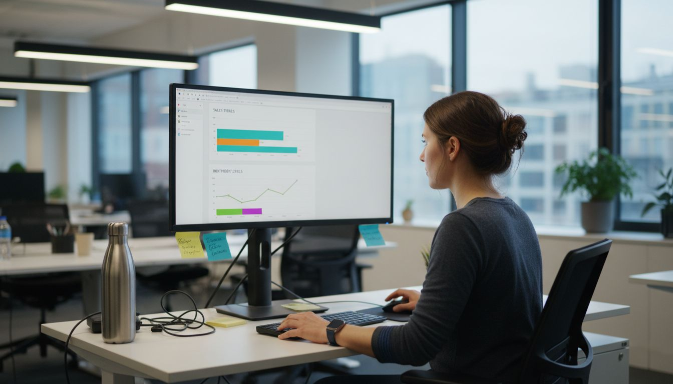 Employee customizing business ERP dashboard