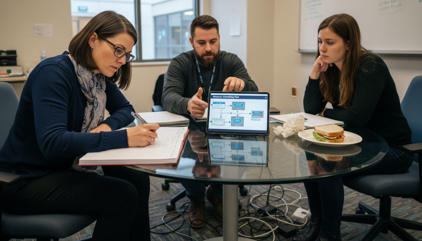 Team reviewing healthcare automation platform