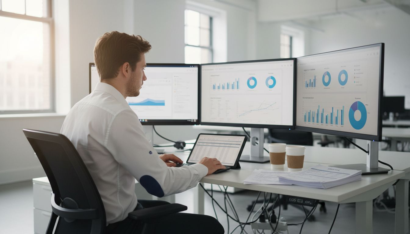 Analyst reviewing cloud migration cost dashboards