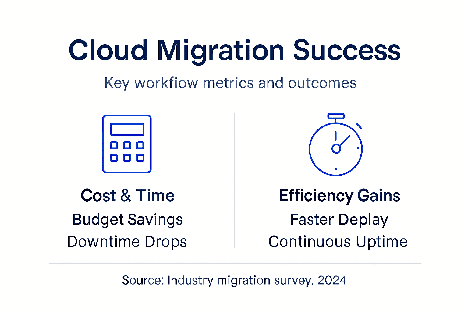 Infographic visualizing cloud migration success metrics