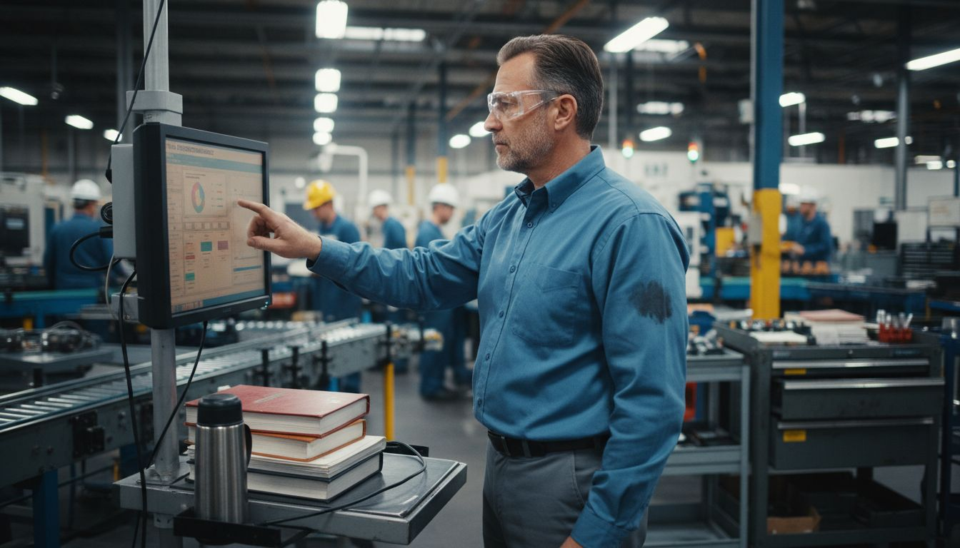 Engineer monitoring automated plant analytics