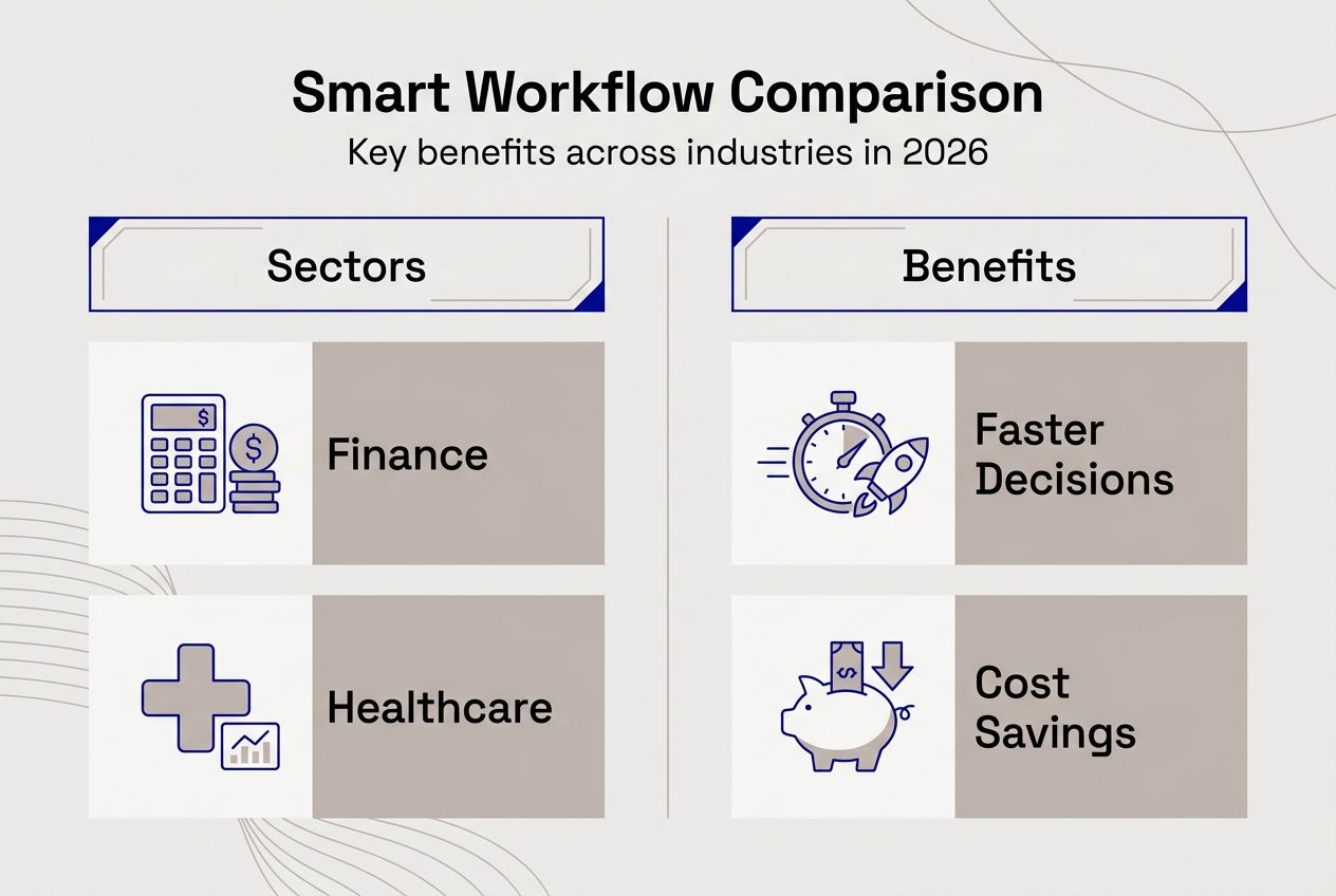 Infographic comparing smart workflow benefits by industry