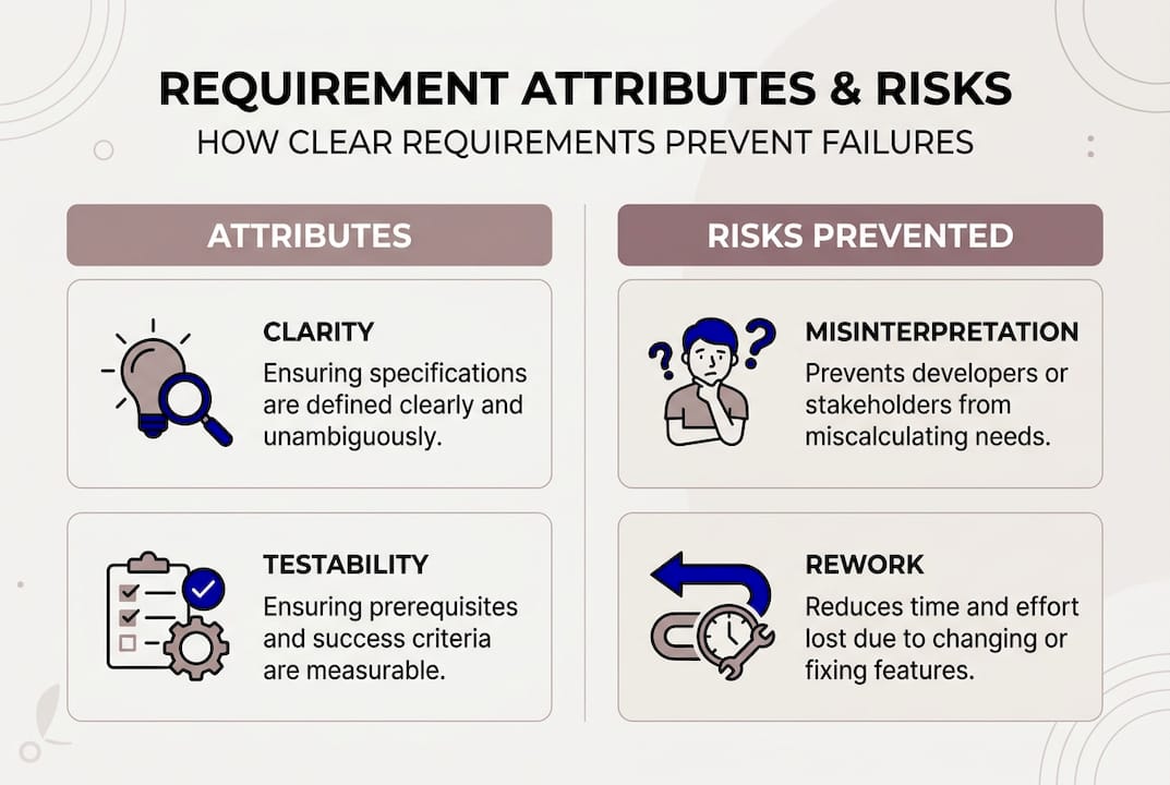 Infographic showing requirement attributes and risks