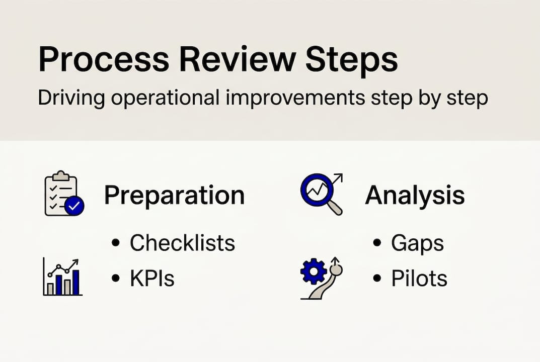 Infographic detailing process review main steps