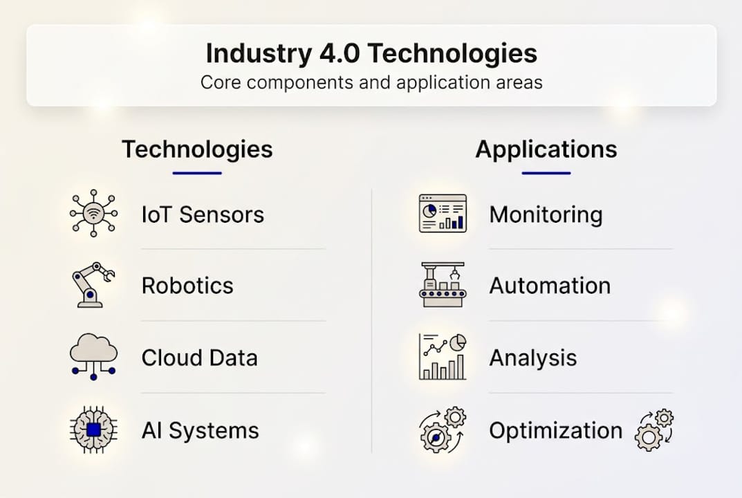 Infographic of Industry 4.0 technologies and uses